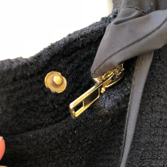 Zara zip up black hooded wool jacket elbow patches - Picture 6 of 8